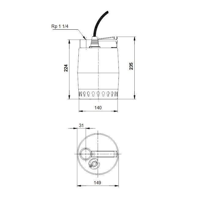 Immagine di Grundfos UNILIFT KP 350 M 1 Pompa sommergibile in acciaio inox per drenaggio acque reflue, senza galleggiante, portata max 14 m³/h - prevalenza max 9 m (cavo 10 m) 013N1300