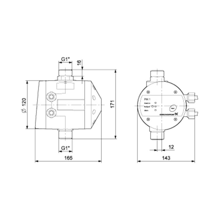 Immagine di Grundfos PRESSURE MANAGER PM 1-1.5 Unità per controllo automatico avvio/arresto delle pompe, pressione di avviamento 1.5 bar 96848670