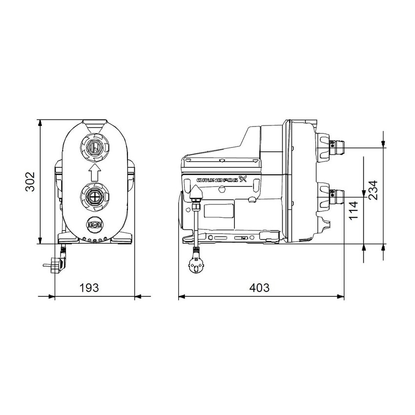 Immagine di Grundfos SCALA2 3-45 Gruppo di pressurizzazione autoadescante con inverter integrato per aumento pressione in applicazioni domestiche, prevalenza max 45 m 98562862