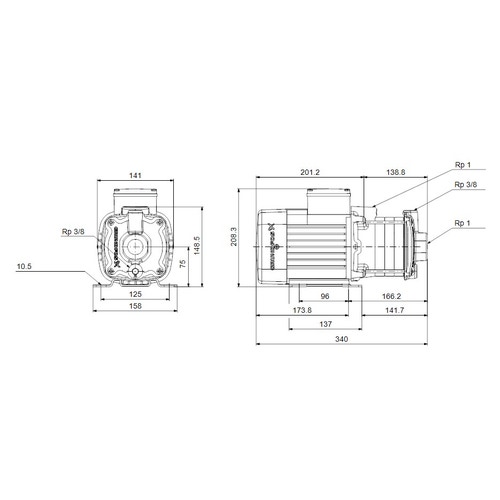 Immagine di Grundfos CM 3-5 A-R-A-E-AVBE C-A-A-N Pompa centrifuga multistadio orizzontale in acciaio inox e ghisa, 5 giranti, prevalenza 34.75 m 96806804