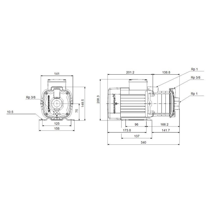 Immagine di Grundfos CM 3-5 A-R-A-E-AVBE C-A-A-N Pompa centrifuga multistadio orizzontale in acciaio inox e ghisa, 5 giranti, prevalenza 34.75 m 96806804