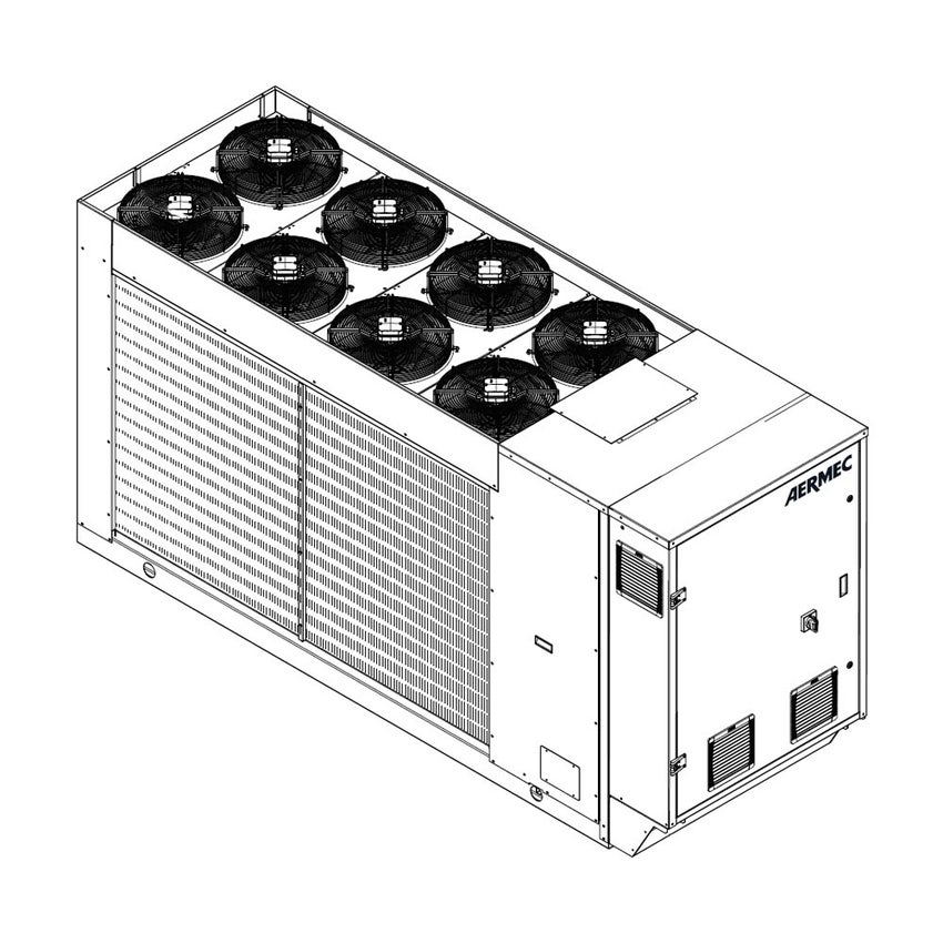 Immagine di Aermec NRGI Pompa di calore reversibile condensata ad aria trifase da esterno con kit accumulo e pompa alta prevalenza con inverter a velocità variabile + riserva NRGI281XH°E°J°W4