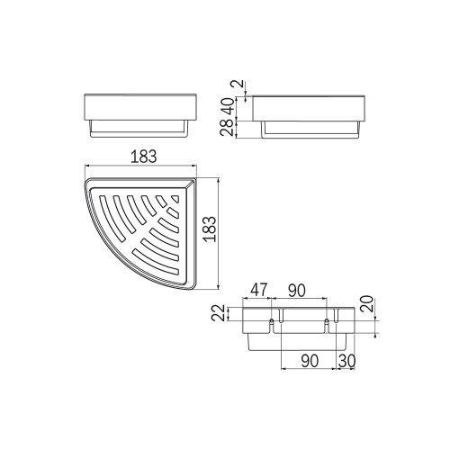 Immagine di Inda Angolare con bacinella antibatterica, antiscivolo e anti-UV, estraibile, colore nero finitura opaco AV231AAL08