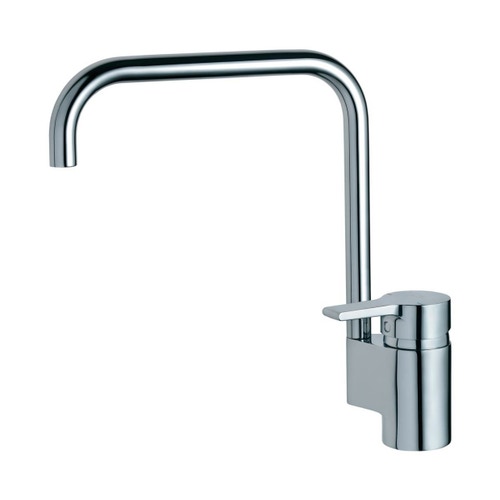 Immagine di Ideal Standard ACTIVE miscelatore monocomando da appoggio su lavello, bocca di erogazione alta orientabile, finitura cromo B8084AA