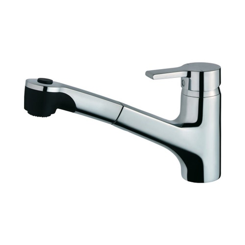 Immagine di Ideal Standard ACTIVE miscelatore monocomando da appoggio su lavello, bocca di erogazione orientabile ed estraibile con doccetta a 2 funzioni, finitura cromo B8435AA