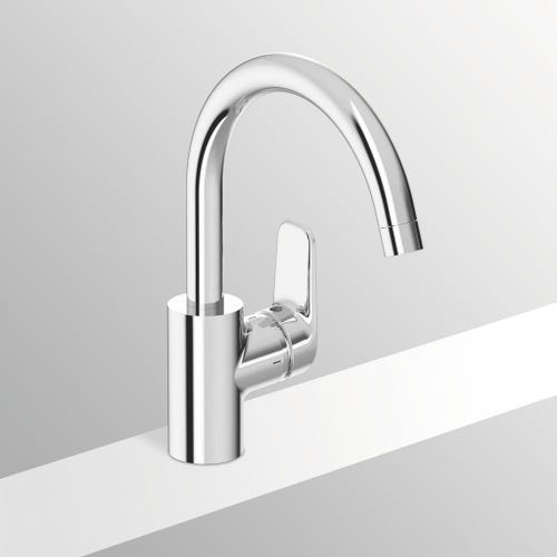 Immagine di Ideal Standard CERAFLEX miscelatore monocomando da appoggio su lavello, bocca di erogazione orientabile, finitura cromo B1727AA