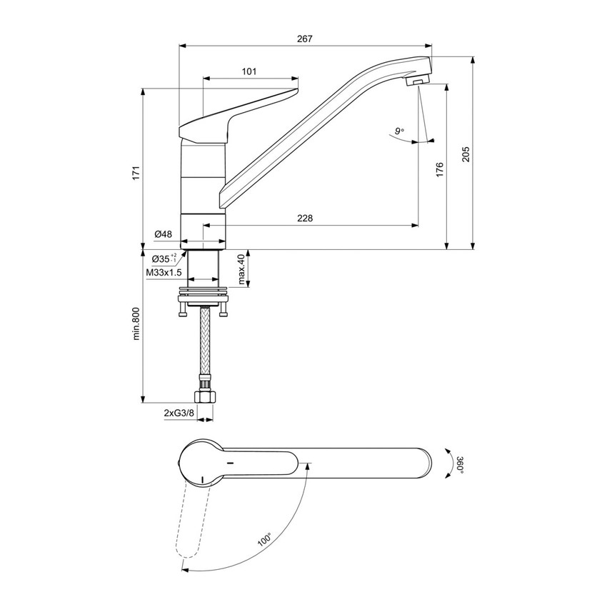 Immagine di Ideal Standard CERAFLEX miscelatore per lavello per installazione sottofinestra, finitura cromo BC132AA