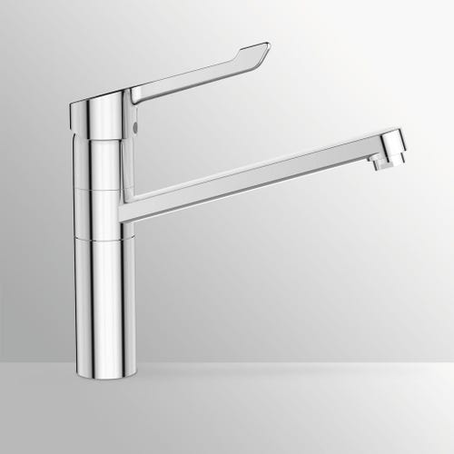 Immagine di Ideal Standard CERAFLEX miscelatore monocomando da appoggio su lavello con leva lunga, bocca di erogazione orientabile, finitura cromo BC137AA
