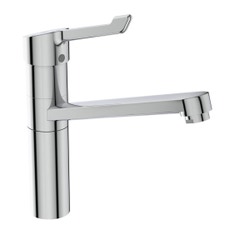 Immagine di Ideal Standard CERAFLEX miscelatore monocomando da appoggio su lavello con leva lunga, bocca di erogazione orientabile, finitura cromo BC137AA