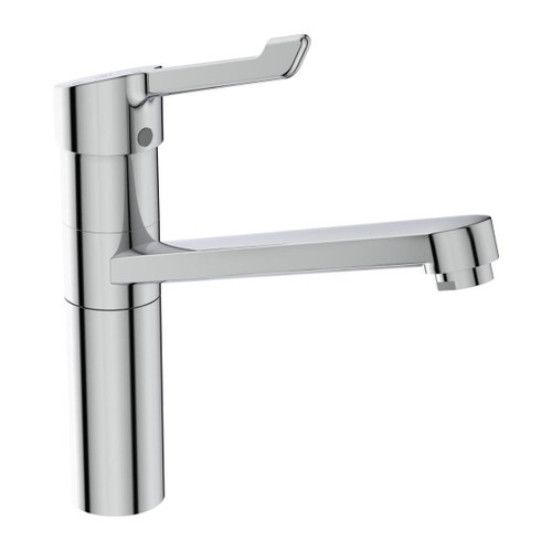 Immagine di Ideal Standard CERAFLEX miscelatore monocomando da appoggio su lavello con leva lunga, bocca di erogazione orientabile, finitura cromo BC137AA