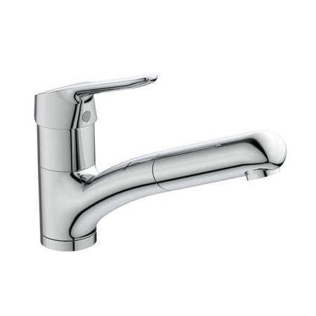 Immagine di Ideal Standard CERAFLEX miscelatore monocomando da appoggio con bocca di erogazione orientabile ed estraibile, finitura cromo BC143AA