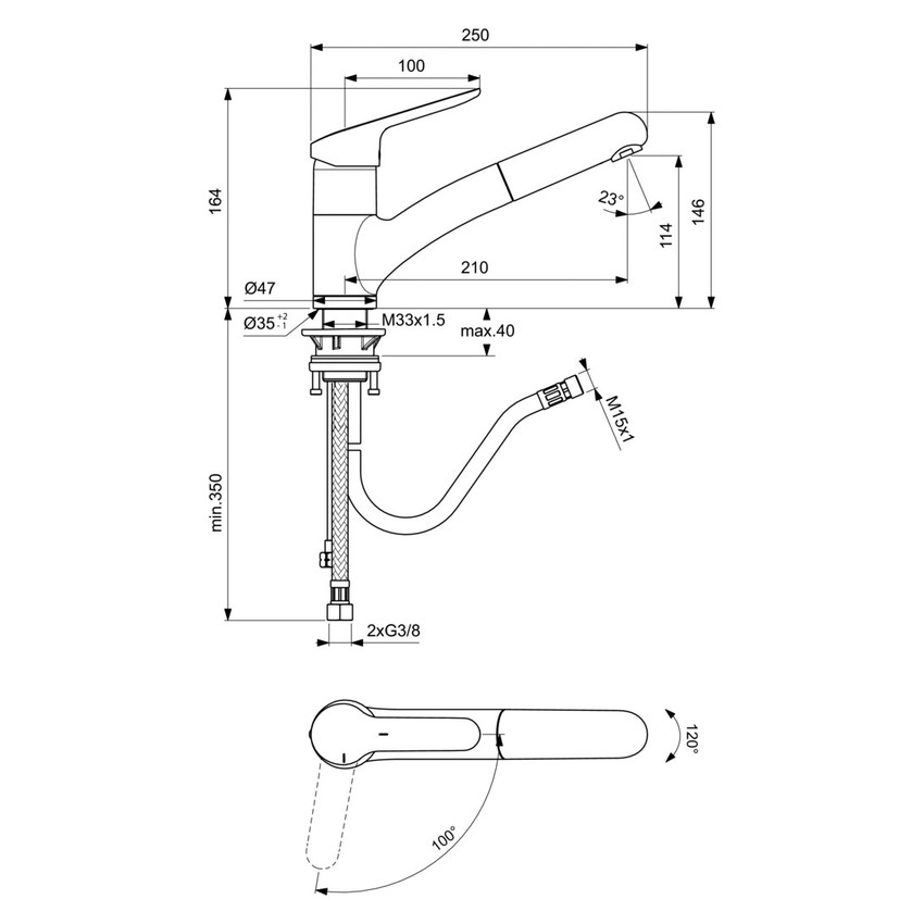 Immagine di Ideal Standard CERAFLEX miscelatore monocomando da appoggio con bocca di erogazione orientabile ed estraibile, finitura cromo BC143AA