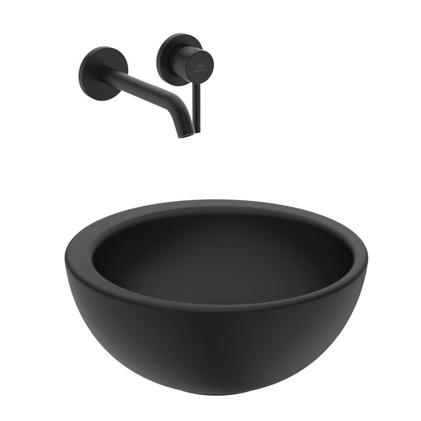Immagine di Ideal Standard CERALINE miscelatore monocomando per lavabo, da incasso, senza corpo incasso, colore nero finitura opaco A6938XG