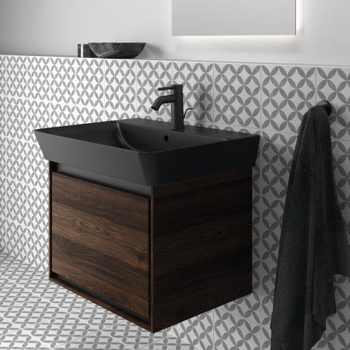 Immagine di Ideal Standard CERALINE miscelatore lavabo P.15 cm, con asta di comando e scarico piletta da 1-1/4", colore nero finitura opaco BC193XG