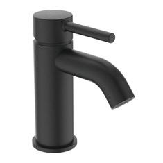Immagine di Ideal Standard CERALINE miscelatore lavabo P.15 cm, con asta di comando e scarico piletta da 1-1/4", colore nero finitura opaco BC193XG