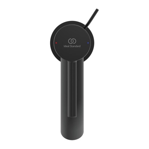 Immagine di Ideal Standard CERALINE miscelatore lavabo P.15 cm, con asta di comando e scarico piletta da 1-1/4", colore nero finitura opaco BC193XG