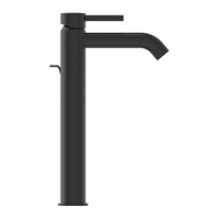 Immagine di Ideal Standard CERALINE miscelatore lavabo H.32 cm da appoggio su piano, con asta di comando e scarico piletta da 1-1/4", colore nero finitura opaco BC194XG