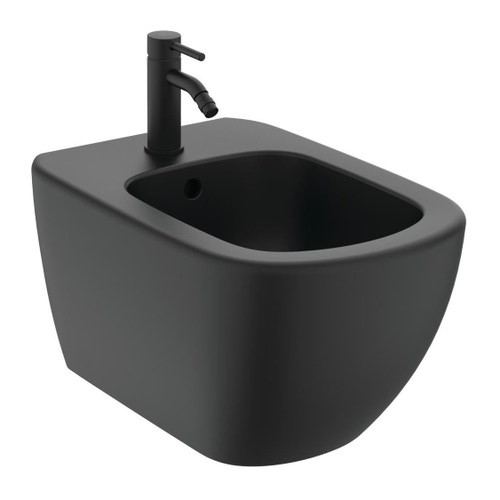 Immagine di Ideal Standard CERALINE miscelatore monocomando per bidet, con asta di comando e scarico piletta da 1-1/4", colore nero finitura opaco BC197XG