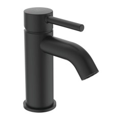 Immagine di Ideal Standard CERALINE miscelatore lavabo P.15 cm, senza asta di comando e scarico piletta, colore nero finitura opaco BC268XG