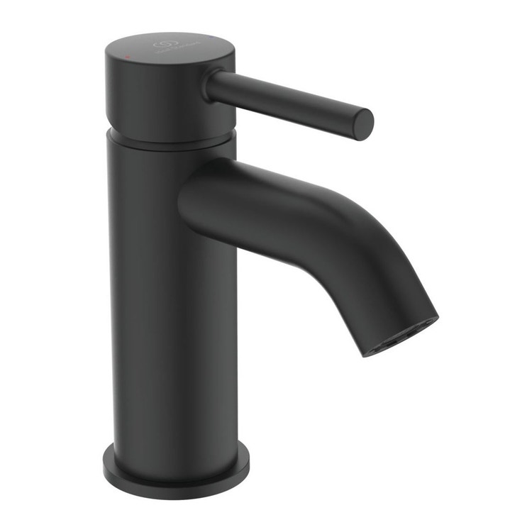 Immagine di Ideal Standard CERALINE miscelatore lavabo senza asta di comando e scarico piletta, colore nero finitura opaco BC268XG