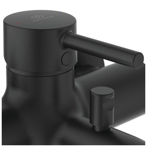 Immagine di Ideal Standard CERALINE miscelatore monocomando esterno per vasca o doccia, con doccetta, supporto a muro e tubo flessibile, colore nero finitura opaco BC270XG