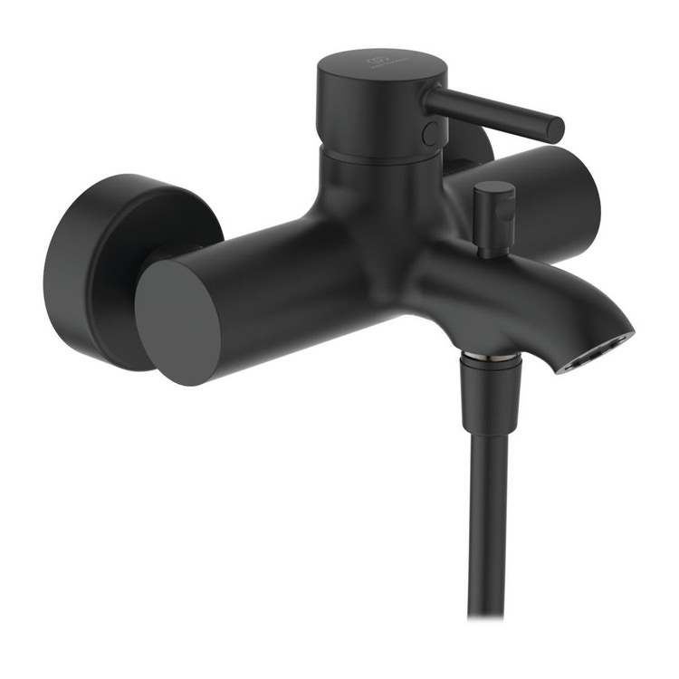 Ideal Standard CERALINE miscelatore esterno vasca/doccia, con doccetta e tubo flessibile, colore nero finitura opaco BC270XG