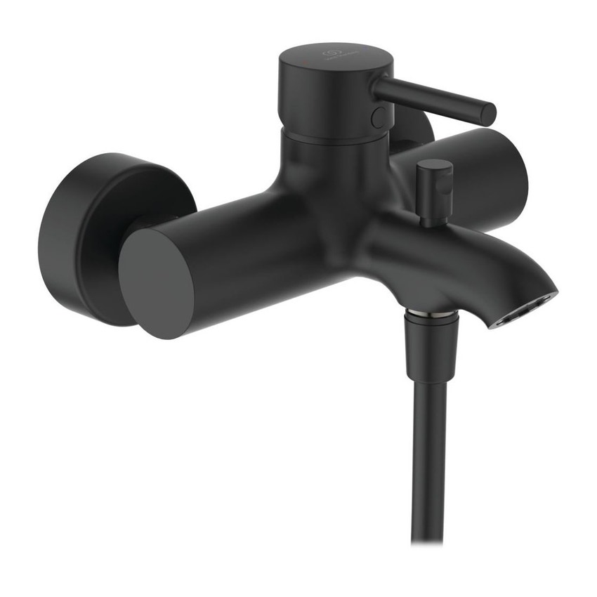 Immagine di Ideal Standard CERALINE miscelatore esterno vasca/doccia, con doccetta e tubo flessibile, colore nero finitura opaco BC270XG