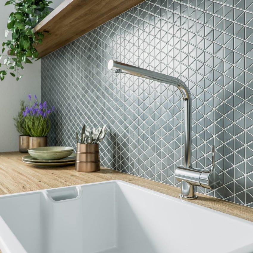 Immagine di Ideal Standard CERALOOK miscelatore monocomando da appoggio su lavello, con bocca di erogazione orientabile, finitura cromo BC174AA