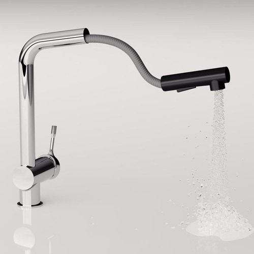 Immagine di Ideal Standard CERALOOK miscelatore monocomando da appoggio su lavello, con bocca di erogazione orientabile ed estraibile, con doccetta a 2 funzioni, finitura cromo BC178AA