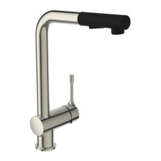 Immagine di Ideal Standard CERALOOK miscelatore monocomando da appoggio su lavello, con bocca di erogazione orientabile ed estraibile, con doccetta a 2 funzioni, finitura silver storm BC178GN