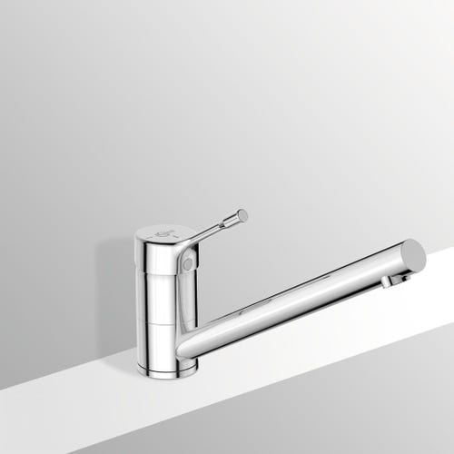 Immagine di Ideal Standard CERALOOK miscelatore monocomando da appoggio su lavello, con bocca di erogazione orientabile, finitura cromo BC292AA