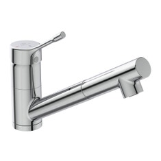 Immagine di Ideal Standard CERALOOK miscelatore monocomando da appoggio su lavello, con bocca di erogazione orientabile ed estraibile, con doccetta a 1 funzione, finitura cromo BC294AA