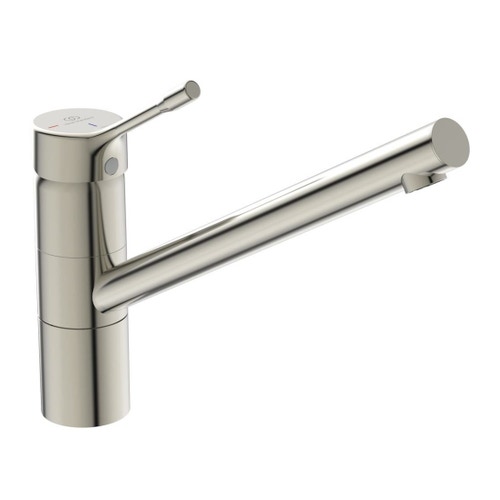 Immagine di Ideal Standard CERALOOK miscelatore monocomando da appoggio su lavello, con bocca di erogazione orientabile, finitura silver storm BC295GN
