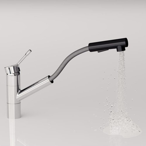 Immagine di Ideal Standard CERALOOK miscelatore monocomando da appoggio su lavello, con bocca di erogazione orientabile ed estraibile, con doccetta a 2 funzioni, finitura cromo BC297AA