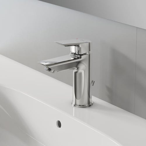 Immagine di Ideal Standard CERAMIX miscelatore monocomando lavabo, bocca di erogazione fissa, con asta di comando e scarico piletta, finitura cromo A6542AA