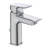 Immagine di Ideal Standard CERAMIX miscelatore monocomando H.16 cm per lavabo, bocca di erogazione fissa, con sistema di apertura a freddo Bluestart, asta di comando e scarico piletta, finitura cromo A6543AA