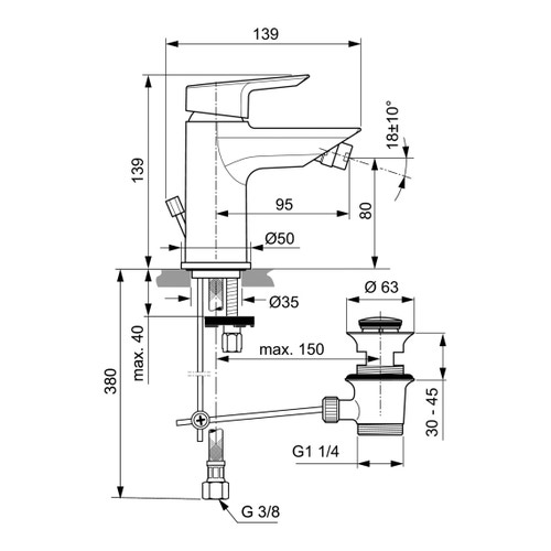 Immagine di Ideal Standard CERAMIX miscelatore monocomando bidet, con asta di comando e scarico piletta, finitura cromo A6545AA