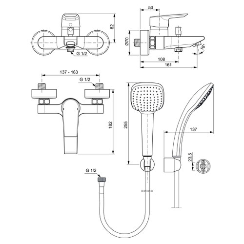 Immagine di Ideal Standard CERAMIX miscelatore monocomando per esterno vasca/doccia, finitura cromo A6547AA