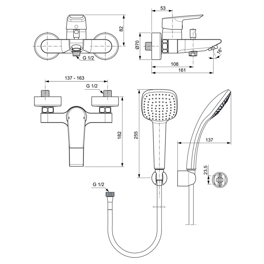 Immagine di Ideal Standard CERAMIX miscelatore monocomando per esterno vasca/doccia, finitura cromo A6547AA