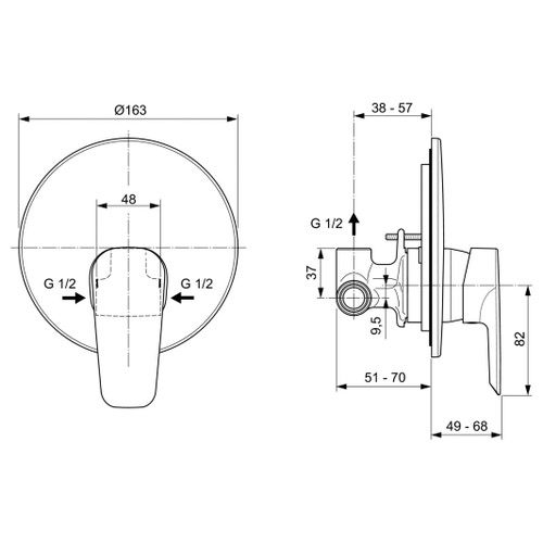 Immagine di Ideal Standard CERAMIX miscelatore monocomando ad incasso per doccia, finitura cromo A6548AA