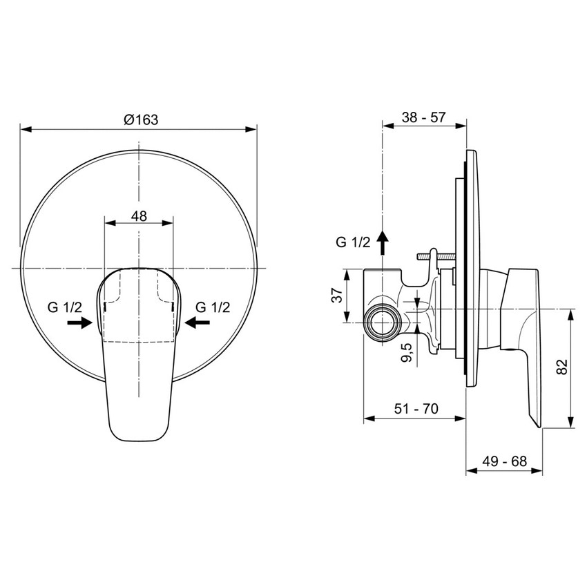 Immagine di Ideal Standard CERAMIX miscelatore monocomando ad incasso per doccia, finitura cromo A6548AA
