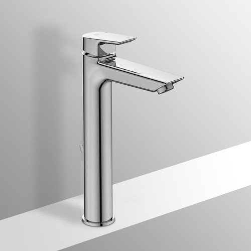 Immagine di Ideal Standard CERAMIX miscelatore monocomando lavabo da appoggio su piano, con asta di comando scarico e piletta, finitura cromo A6551AA