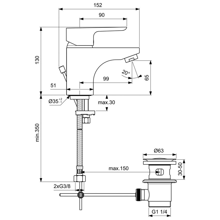 Immagine di Ideal Standard CERAPLAN III miscelatore monocomando per lavabo, finitura cromo B0700AA
