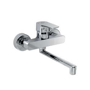 Immagine di Ideal Standard CERAPLAN III miscelatore monocomando esterno a parete per lavello, proiezione massima bocca di erogazione tubolare da 20 cm, finitura cromo B0726AA