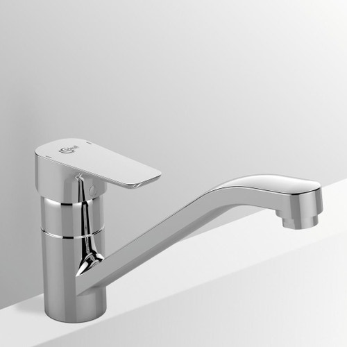 Immagine di Ideal Standard CERAPLAN III miscelatore monocomando da appoggio su lavello, bocca di erogazione tubolare orientabile, finitura cromo B0895AA