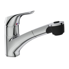 Immagine di Ideal Standard CERASPRINT miscelatore monocomando da appoggio su lavello, bocca di erogazione orientabile ed estraibile a 2 funzioni, finitura cromo B5347AA