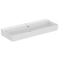 Immagine di Ideal Standard CONCA lavabo smaltato rettangolare sospeso o da appoggio L.120 cm, monoforo, con troppopieno, colore bianco seta finitura opaco T3694V1