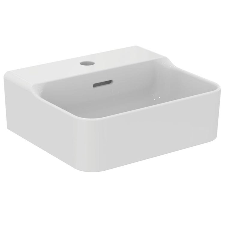 Immagine di Ideal Standard CONCA lavamani sospeso o da appoggio L.40 cm, monoforo, con troppopieno, colore bianco finitura opaco T3695V1