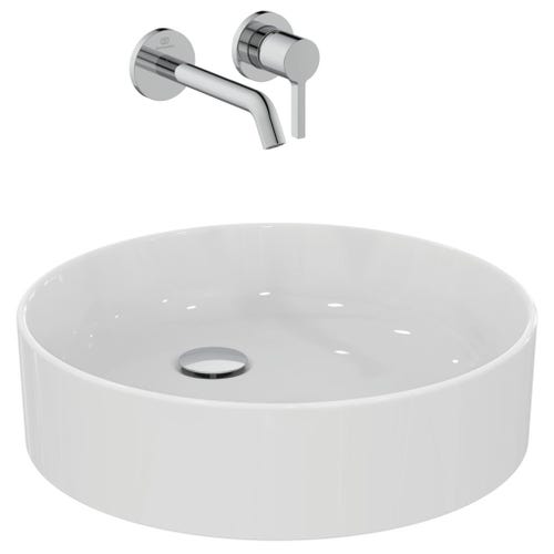 Immagine di Ideal Standard CONCA lavabo rotondo da appoggio Ø 45 cm, senza troppopieno, colore bianco seta finitura opaco T3696V1