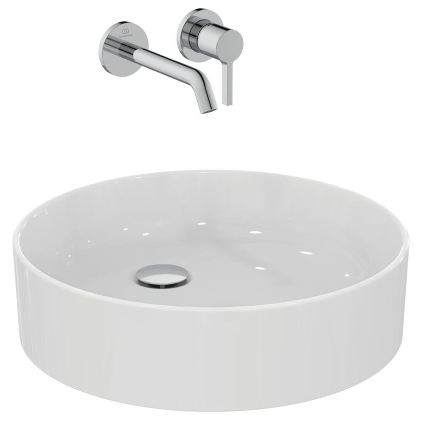 Immagine di Ideal Standard CONCA lavabo rotondo da appoggio Ø 45 cm, senza troppopieno, colore bianco seta finitura opaco T3696V1